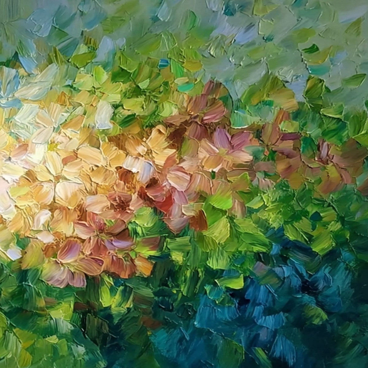 GARDEN OF LIGHT: Textured Abstract Floral Impasto Oil Painting - Image 5