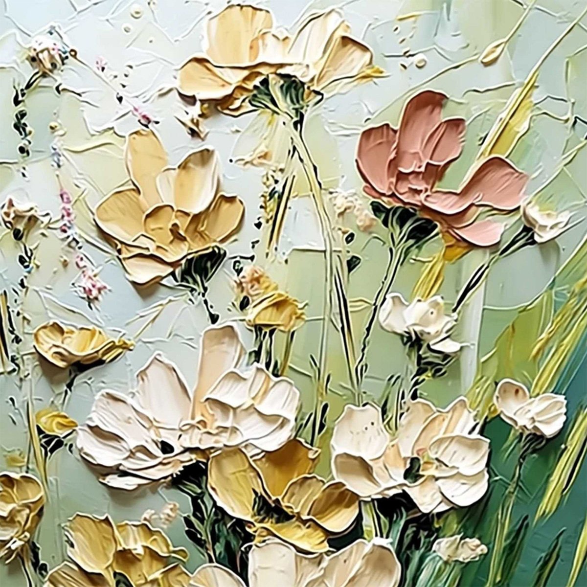 GARDEN SERENADE: Textured Impasto Painting of a Wildflower Meadow - Image 5