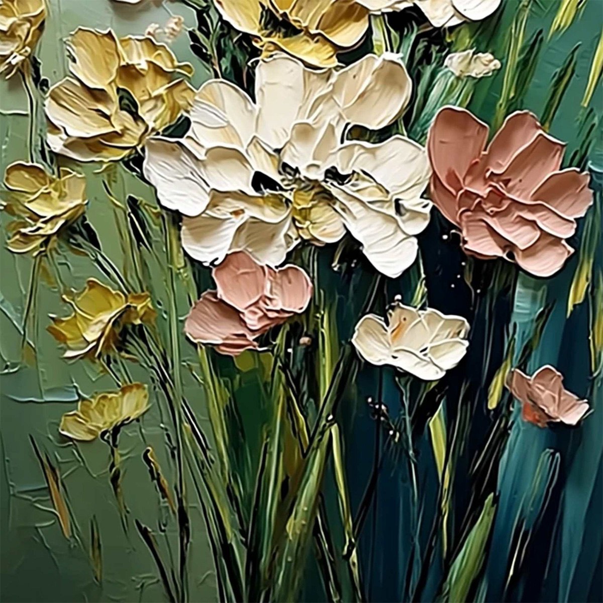 GARDEN SERENADE: Textured Impasto Painting of a Wildflower Meadow - Image 3