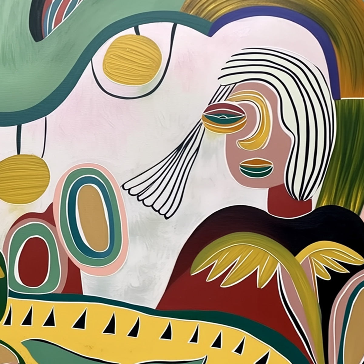 GARDEN WHISPERS: Colorful Abstract Figurative Painting for Modern Spaces - Image 5
