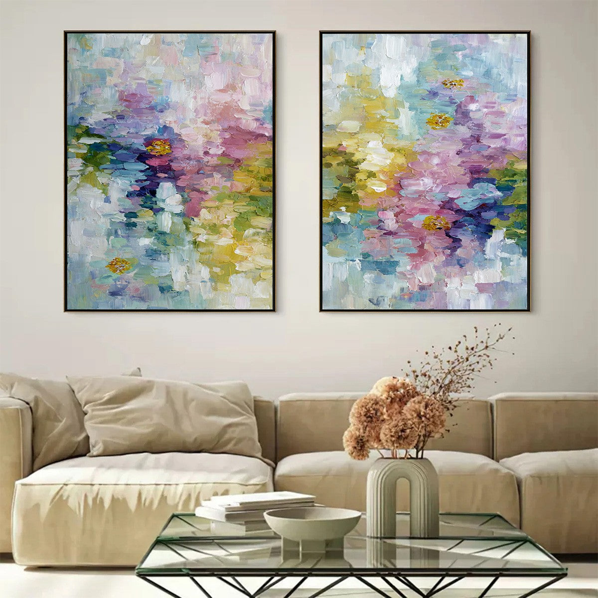GARDEN REVERIE: Colorful Abstract Floral Impasto Painting Set - Image 4