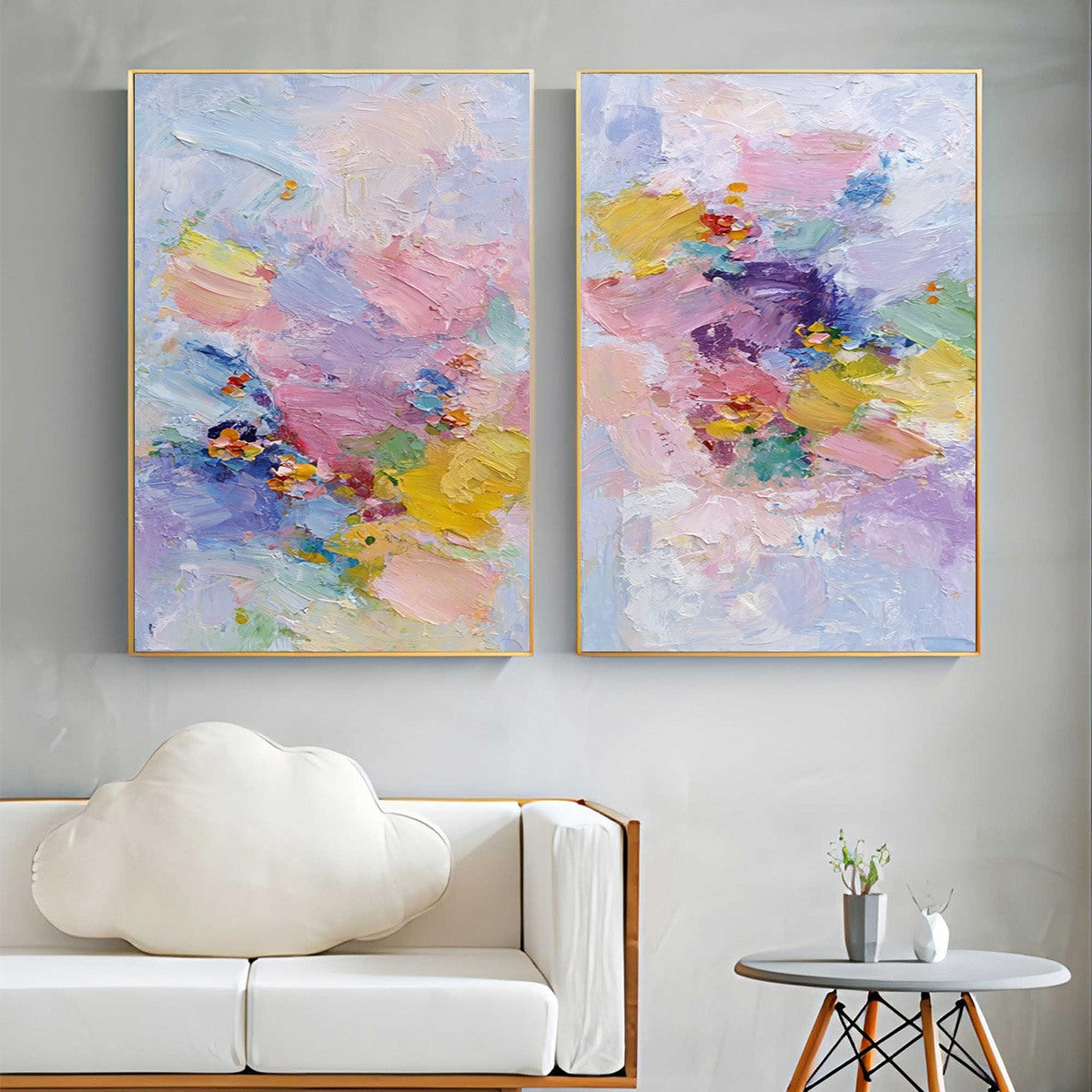 GARDEN REVERIE: Colorful Abstract Floral Impasto Painting Set of 2 - Image 6