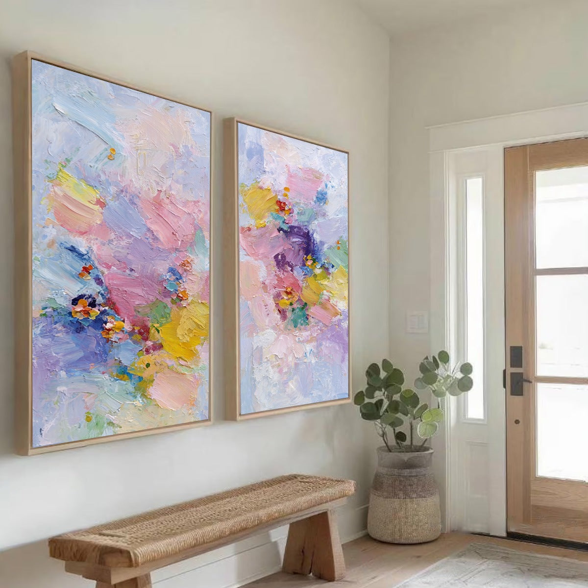 GARDEN REVERIE: Colorful Abstract Floral Impasto Painting Set of 2 - Image 7