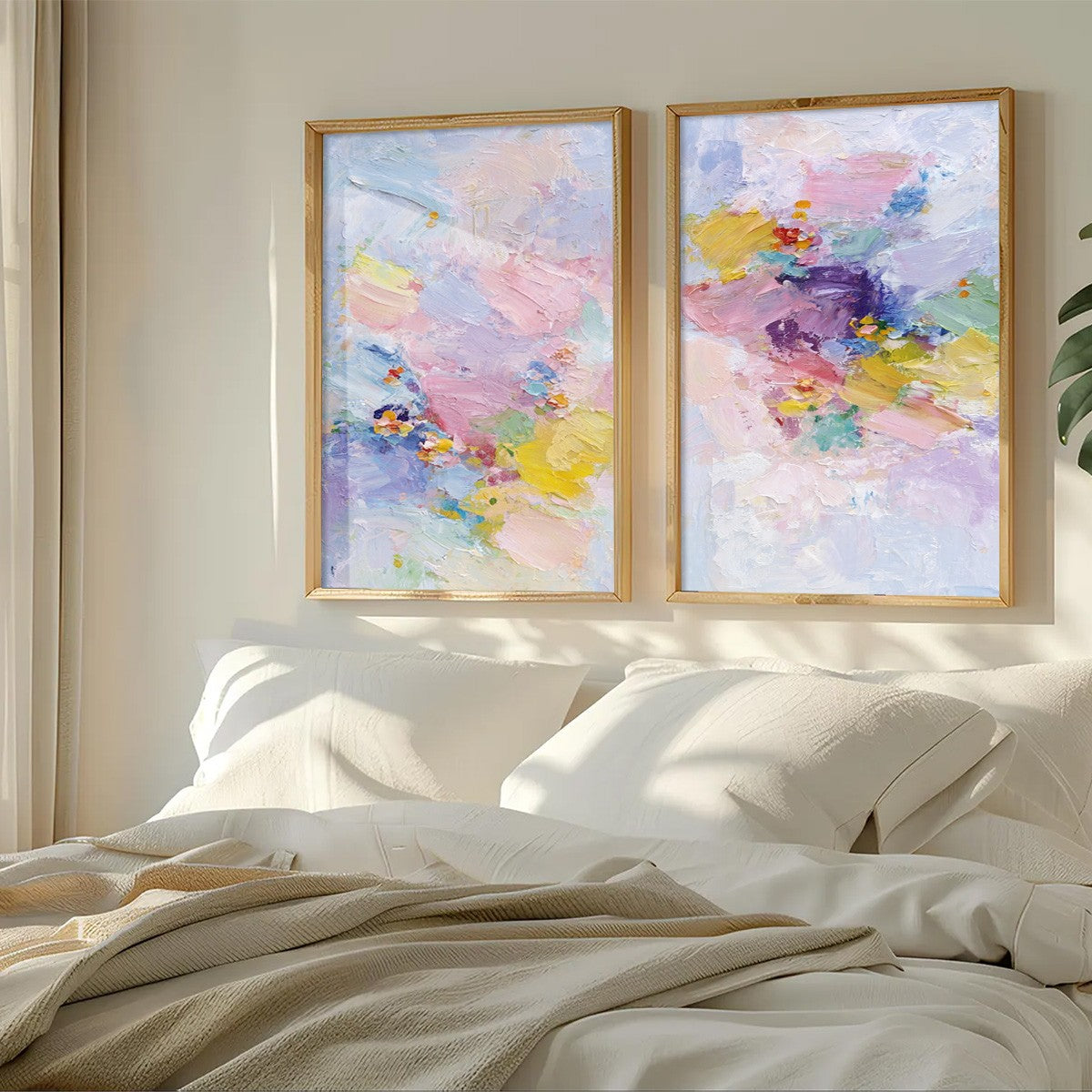 GARDEN REVERIE: Colorful Abstract Floral Impasto Painting Set of 2 - Image 8