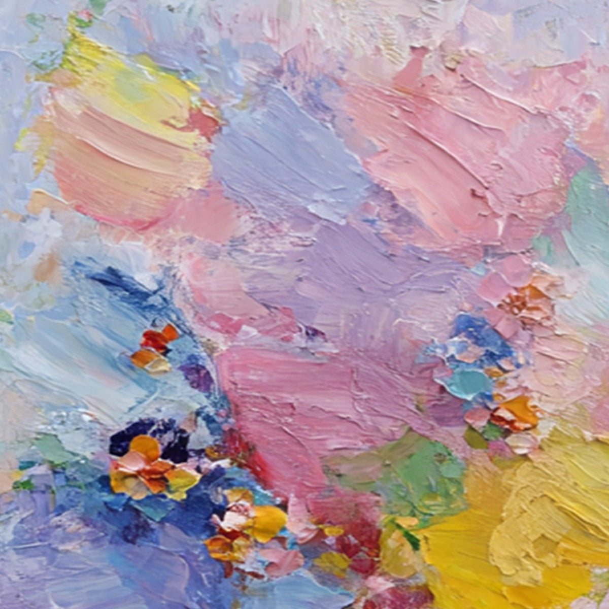 GARDEN REVERIE: Colorful Abstract Floral Impasto Painting Set of 2 - Image 3