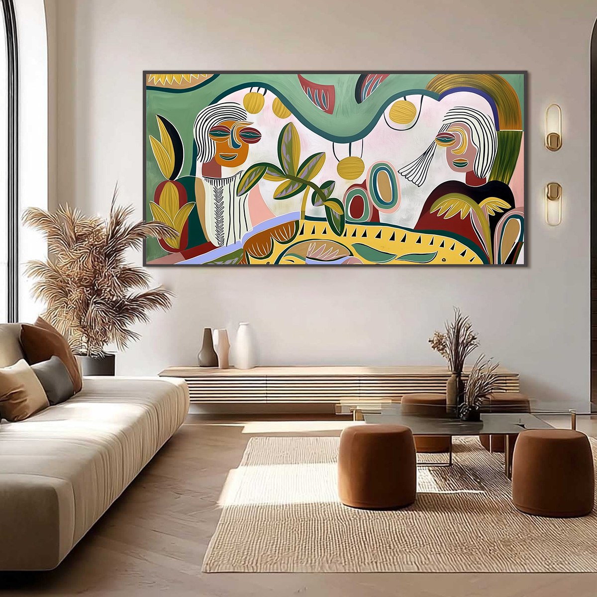 GARDEN WHISPERS: Colorful Abstract Figurative Painting for Modern Spaces - Image 6