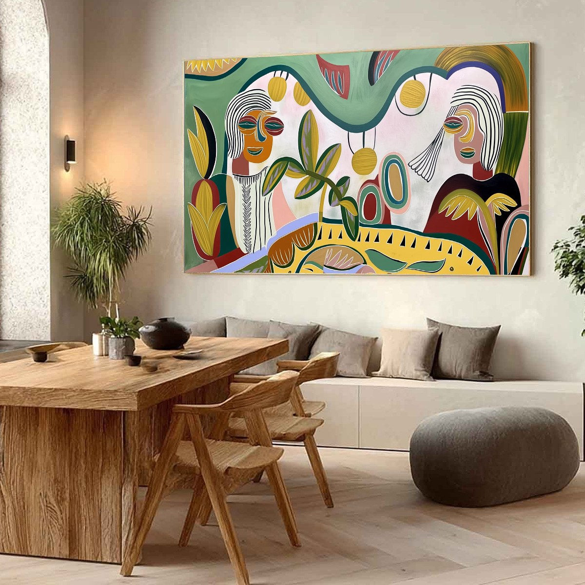 GARDEN WHISPERS: Colorful Abstract Figurative Painting for Modern Spaces - Image 7