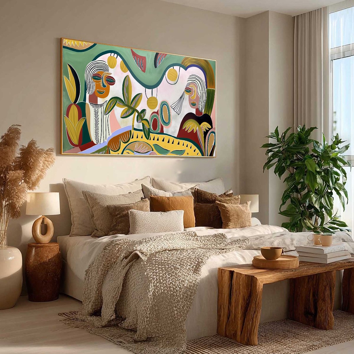 GARDEN WHISPERS: Colorful Abstract Figurative Painting for Modern Spaces - Image 8