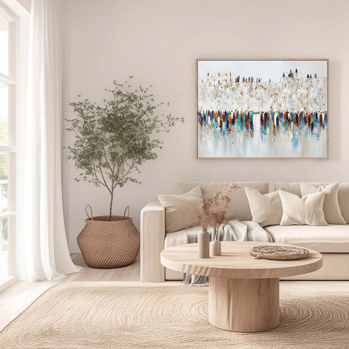 GATHERING: Textured Abstract Figurative Crowd Wall Art Painting - Image 4