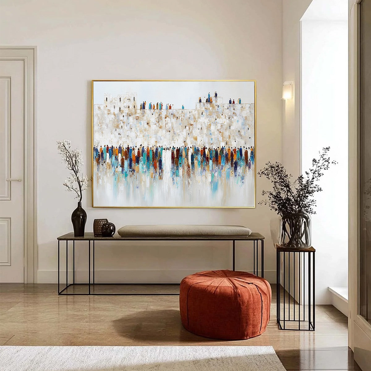 GATHERING: Textured Abstract Figurative Crowd Wall Art Painting - Image 6