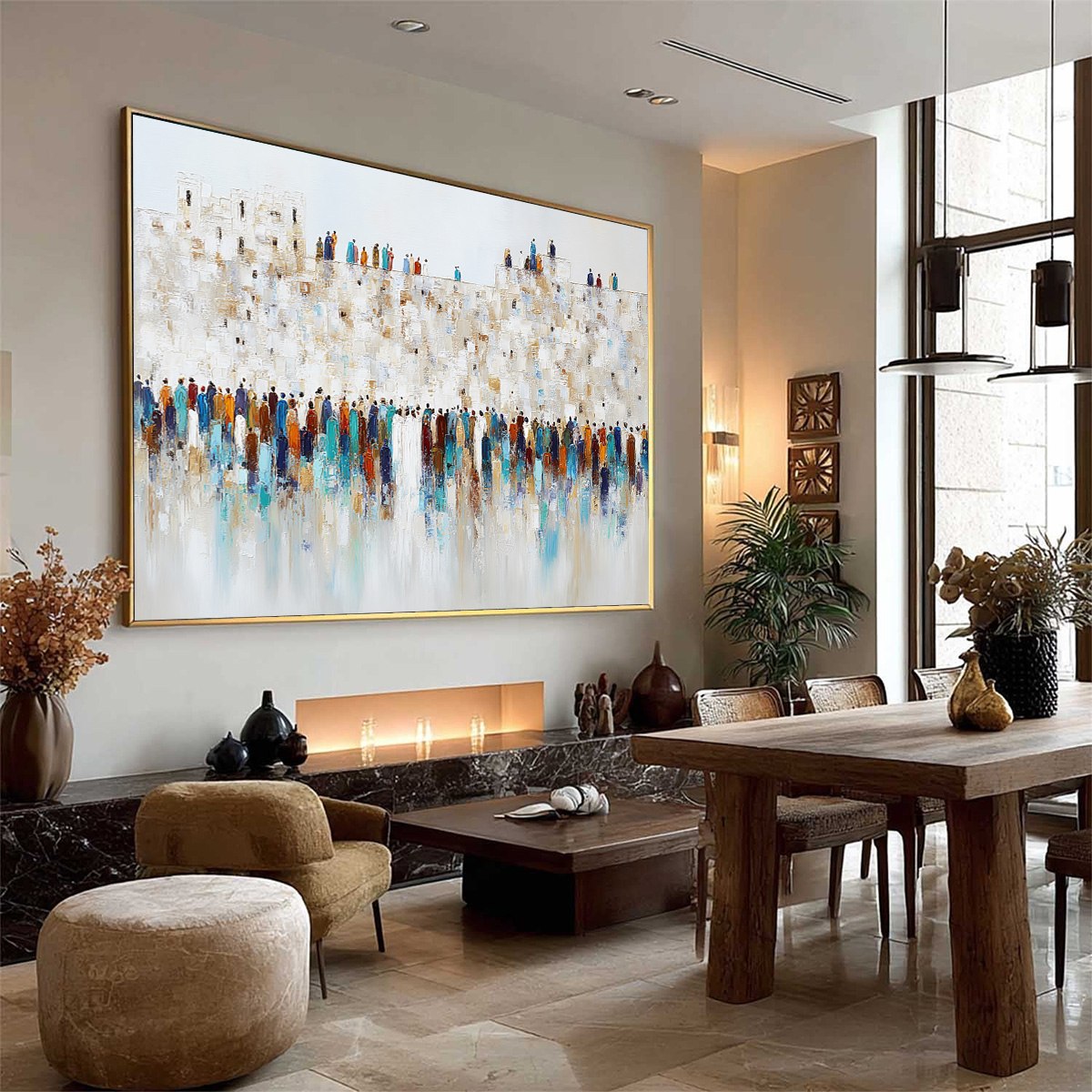GATHERING: Textured Abstract Figurative Crowd Wall Art Painting - Image 8