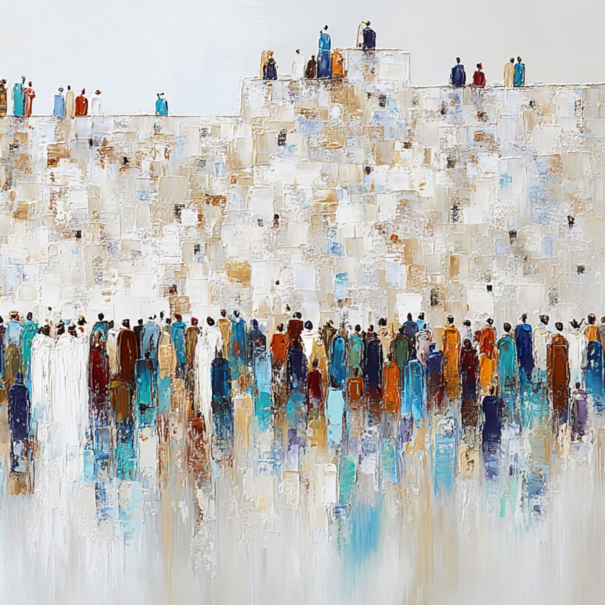 GATHERING: Textured Abstract Figurative Crowd Wall Art Painting - Image 3