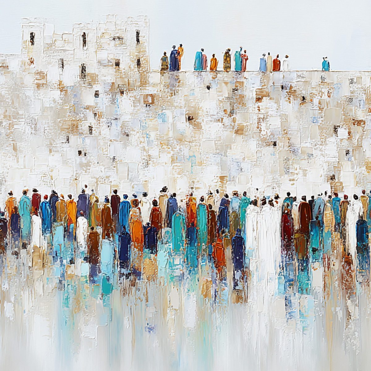 GATHERING: Textured Abstract Figurative Crowd Wall Art Painting - Image 5