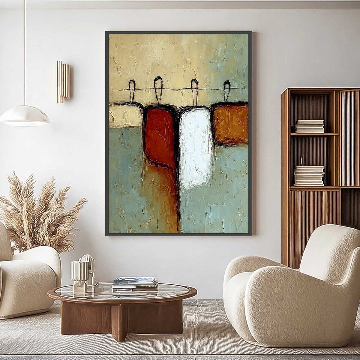 GATHERING: Textured Wabi Sabi Abstract Figurative Painting - Image 2