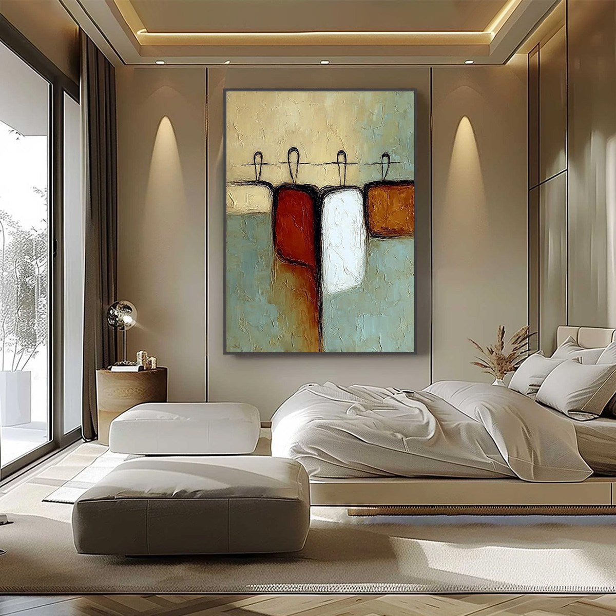 GATHERING: Textured Wabi Sabi Abstract Figurative Painting - Image 6