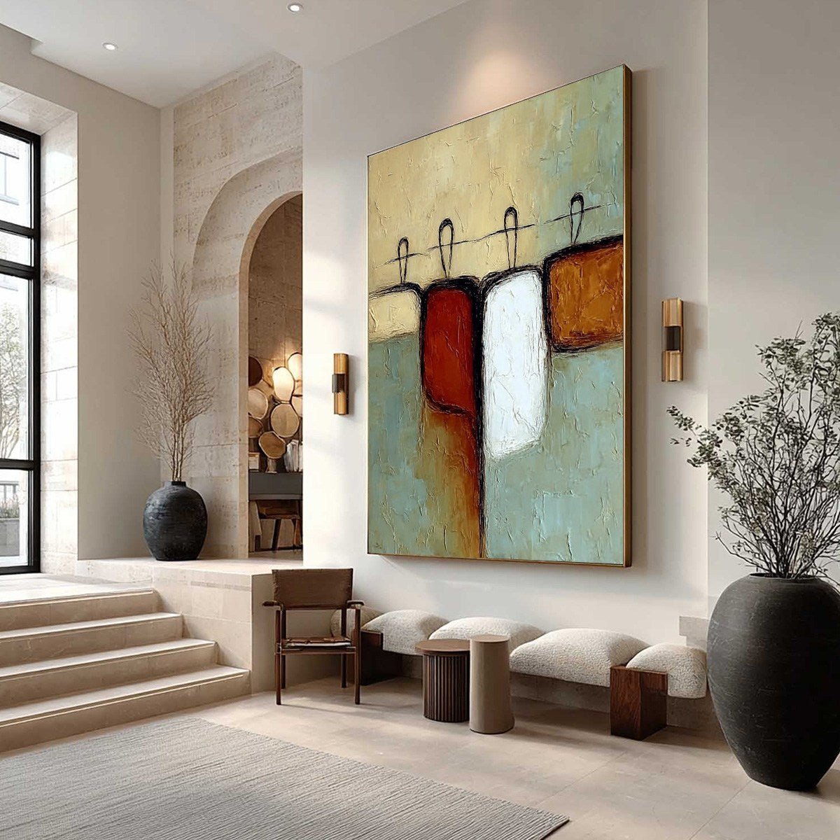 GATHERING: Textured Wabi Sabi Abstract Figurative Painting - Image 7