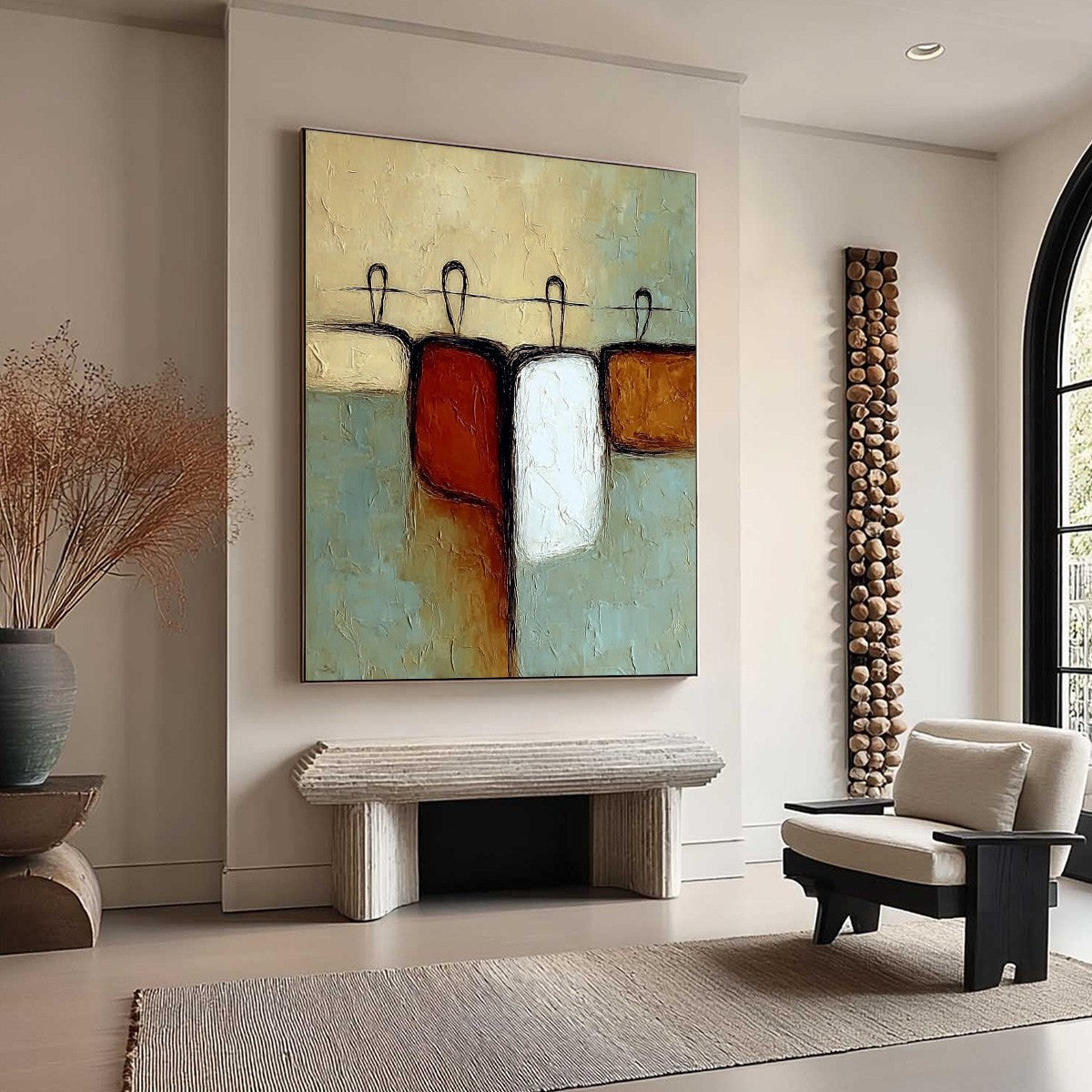 GATHERING: Textured Wabi Sabi Abstract Figurative Painting - Image 8