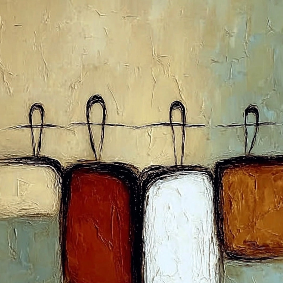 GATHERING: Textured Wabi Sabi Abstract Figurative Painting - Image 3