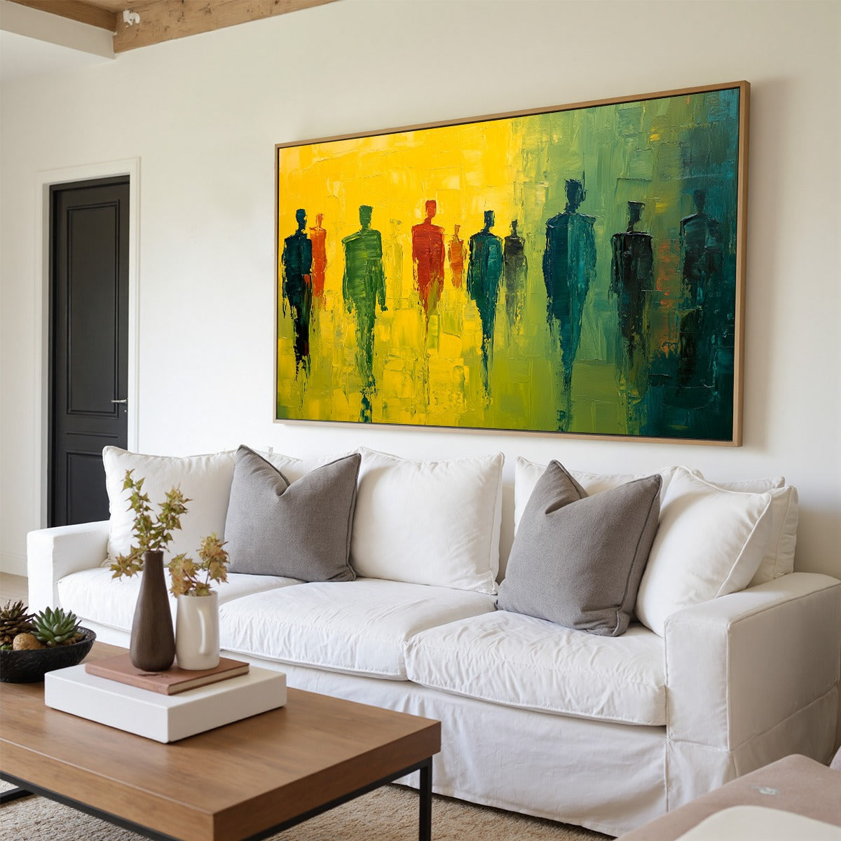 GATHERING LIGHT: Vibrant Abstract Figurative Oil Painting - Image 4