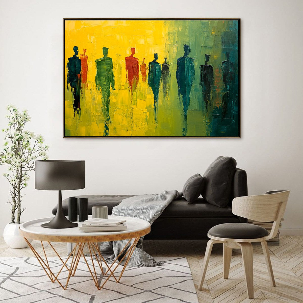 GATHERING LIGHT: Vibrant Abstract Figurative Oil Painting - Image 7