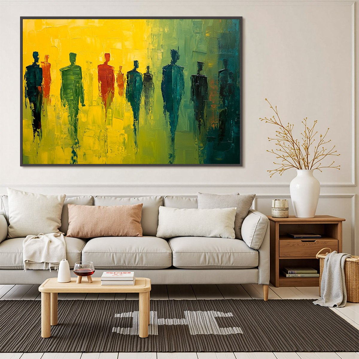 GATHERING LIGHT: Vibrant Abstract Figurative Oil Painting - Image 8