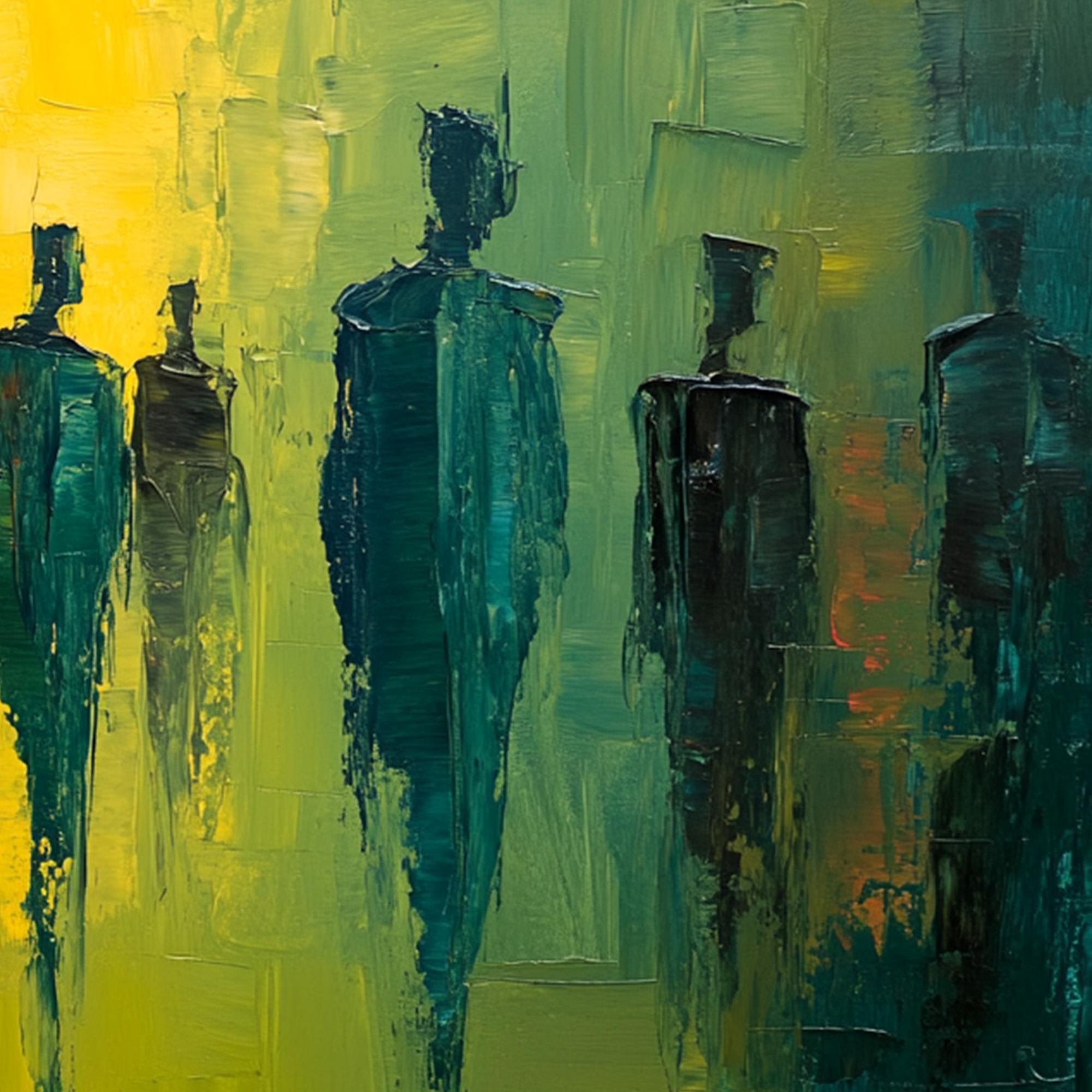 GATHERING LIGHT: Vibrant Abstract Figurative Oil Painting - Image 3