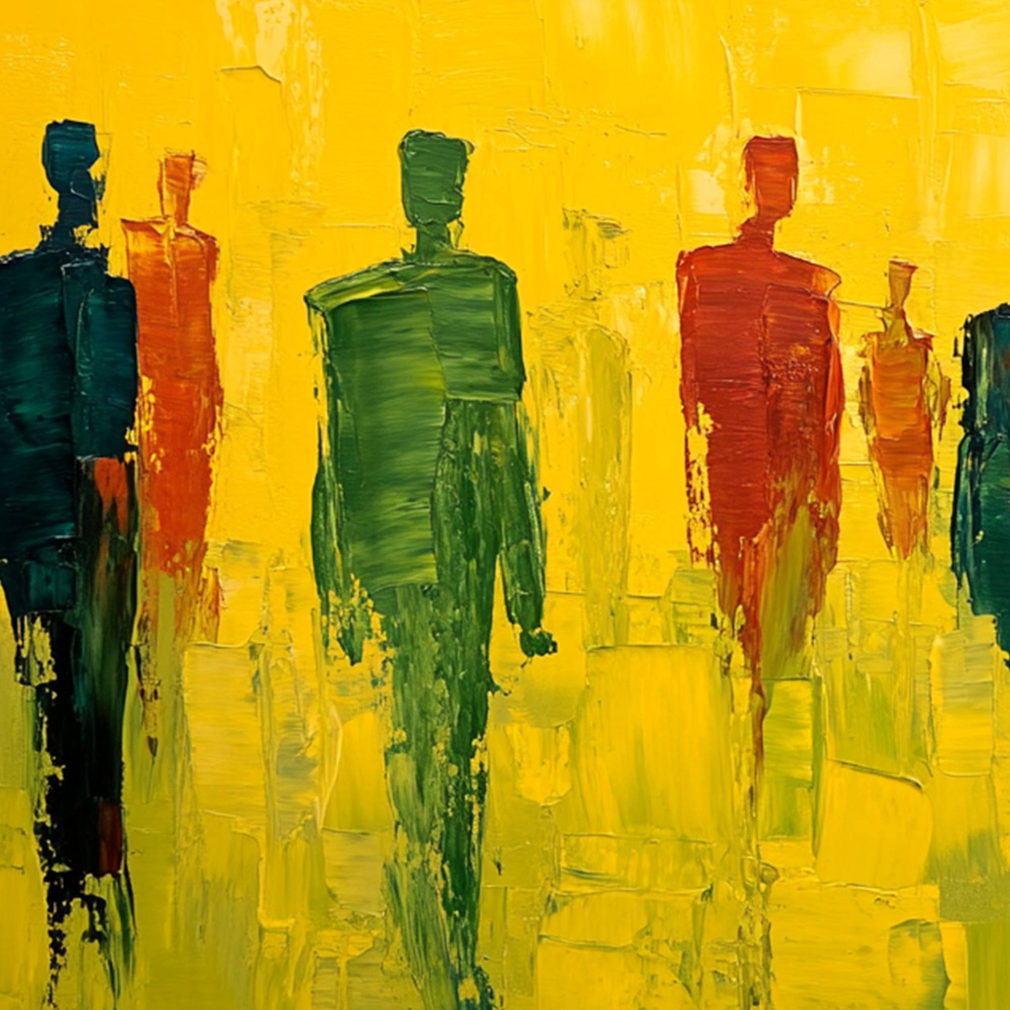 GATHERING LIGHT: Vibrant Abstract Figurative Oil Painting - Image 6