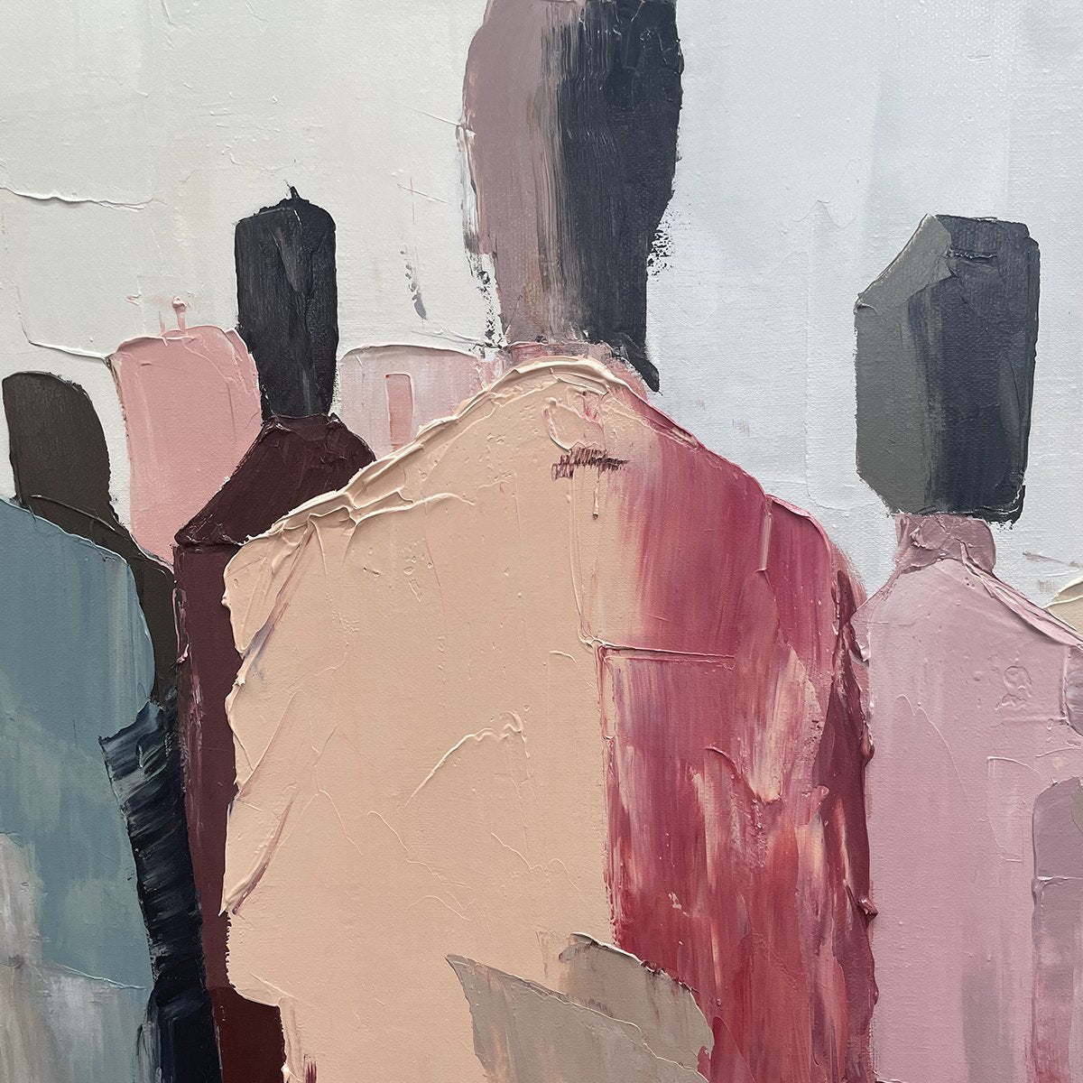 GATHERING: Abstract Figurative Palette Knife Oil Painting - Image 3