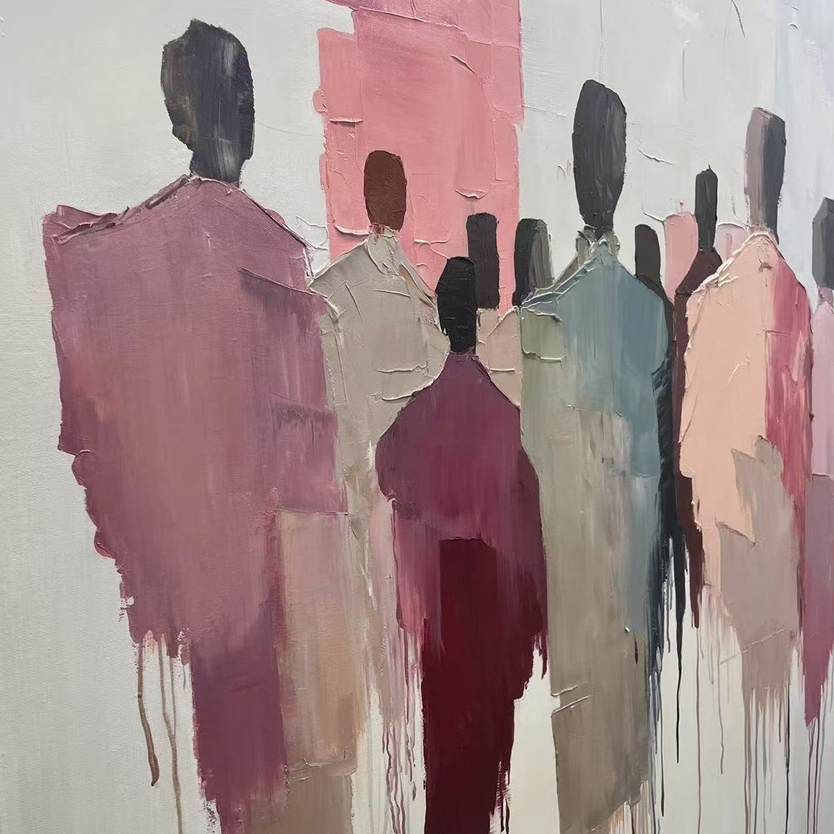 GATHERING: Abstract Figurative Palette Knife Oil Painting - Image 6