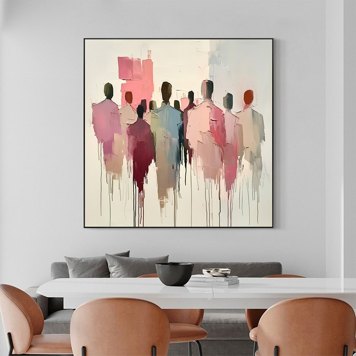 GATHERING: Abstract Figurative Palette Knife Oil Painting - Image 2