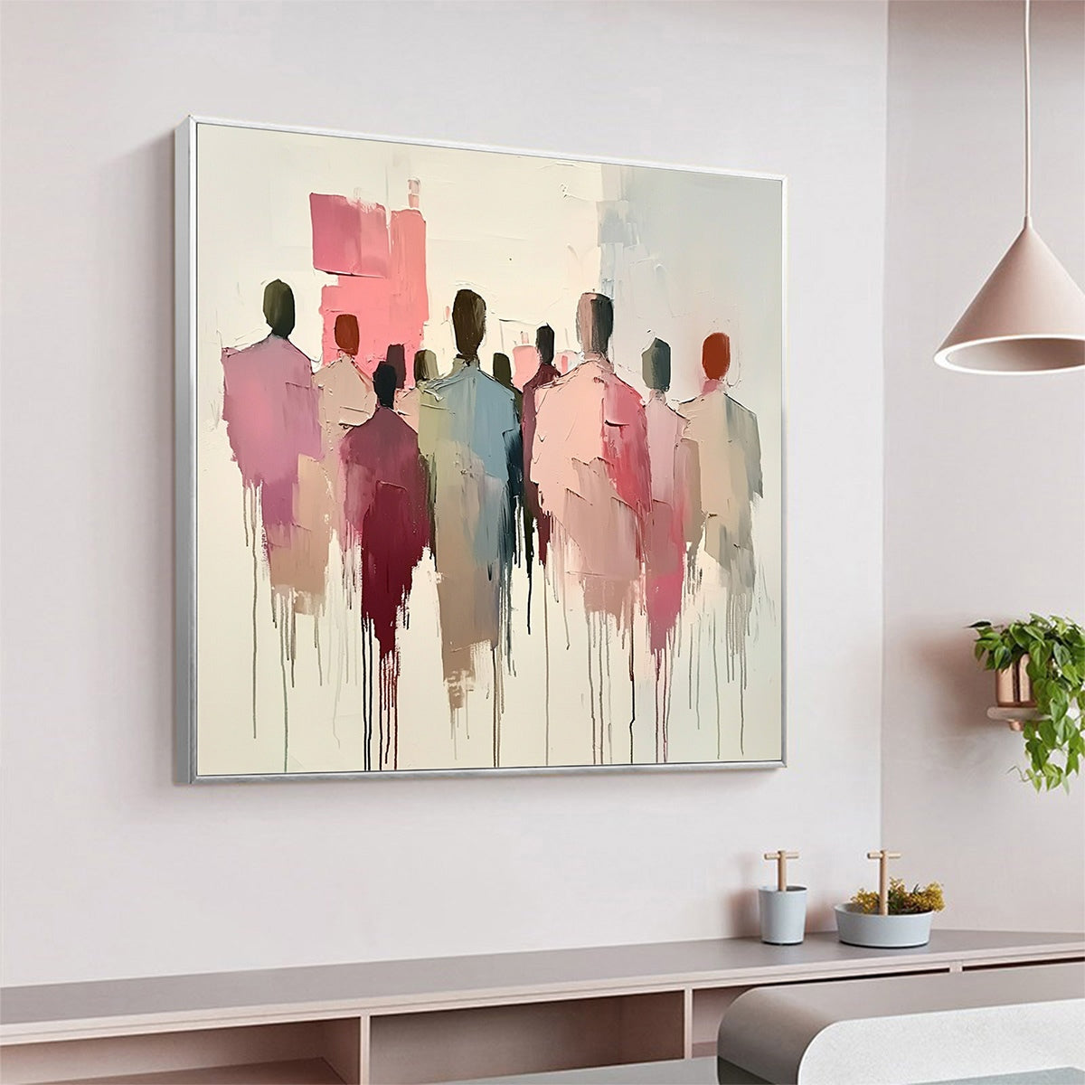GATHERING: Abstract Figurative Palette Knife Oil Painting - Image 4