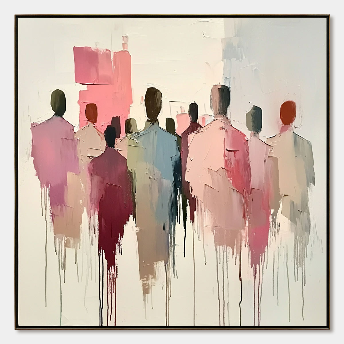 GATHERING: Abstract Figurative Palette Knife Oil Painting