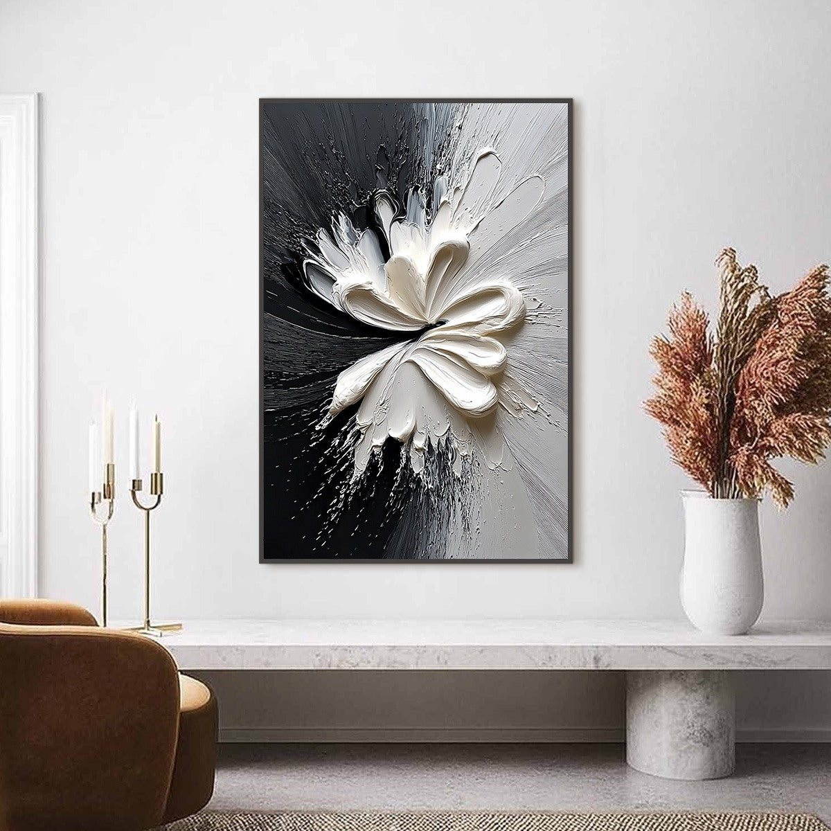 GENESIS: Black and White Textured Abstract Impasto Painting - Image 2