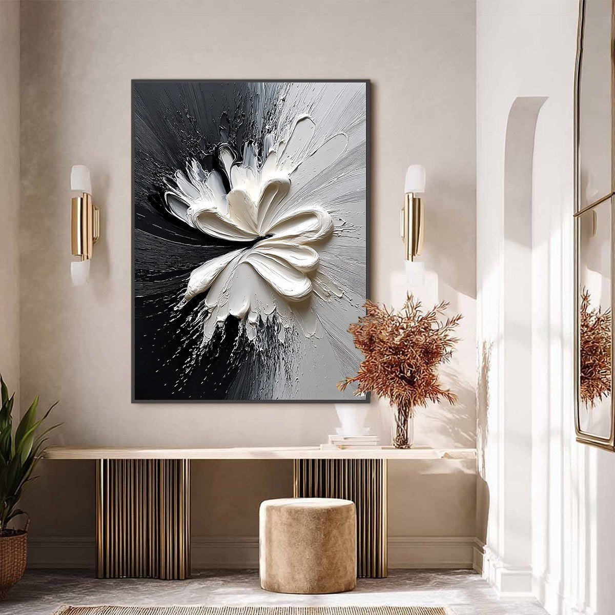 GENESIS: Black and White Textured Abstract Impasto Painting - Image 6