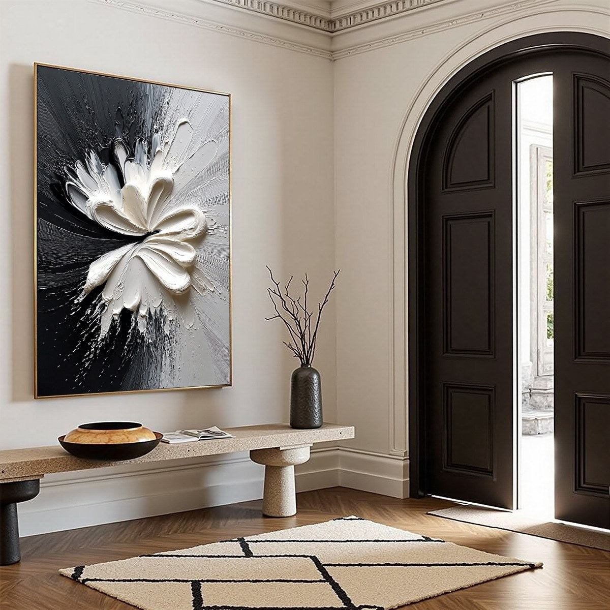 GENESIS: Black and White Textured Abstract Impasto Painting - Image 8