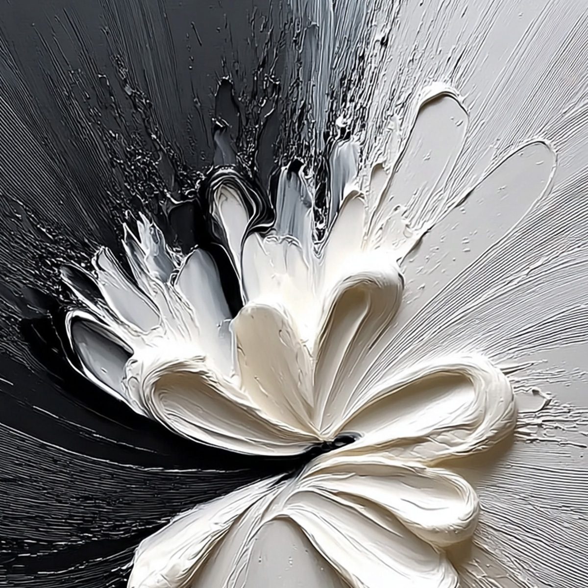 GENESIS: Black and White Textured Abstract Impasto Painting - Image 3