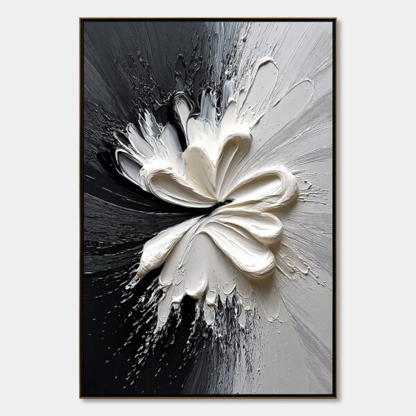 GENESIS: Black and White Textured Abstract Impasto Painting