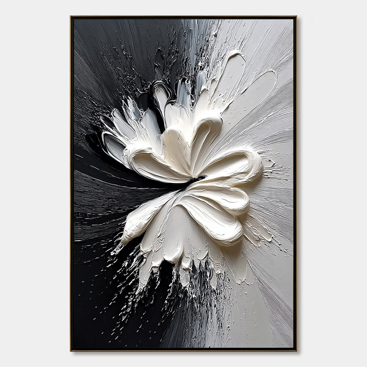 GENESIS: Black and White Textured Abstract Impasto Painting