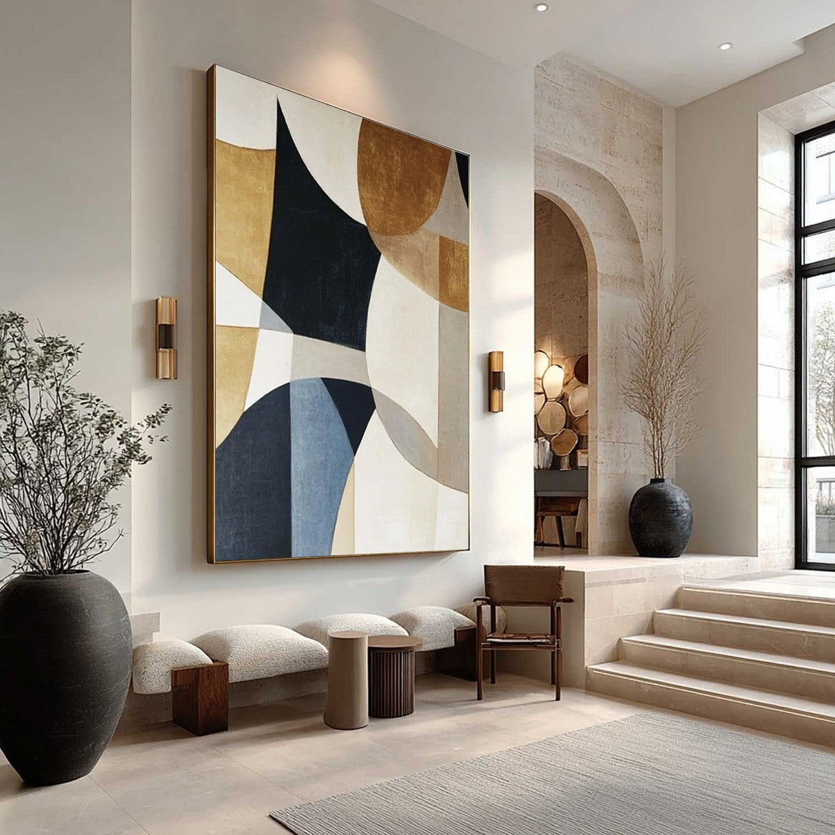 GEOMETRIC BALANCE: Abstract Minimalist Geometric Oil Painting - Image 3