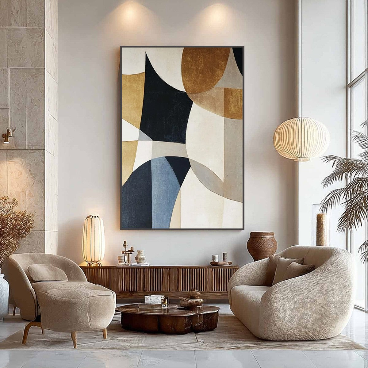 GEOMETRIC BALANCE: Abstract Minimalist Geometric Oil Painting - Image 4