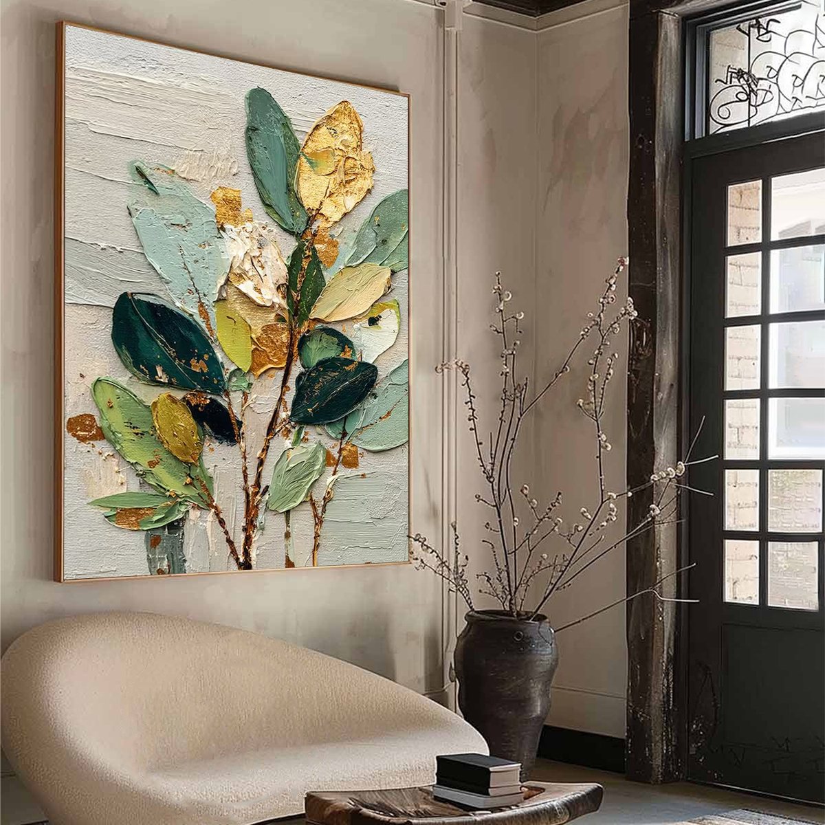 GILDED BOTANICA: Textured Palette Knife Floral Oil Painting - Image 8