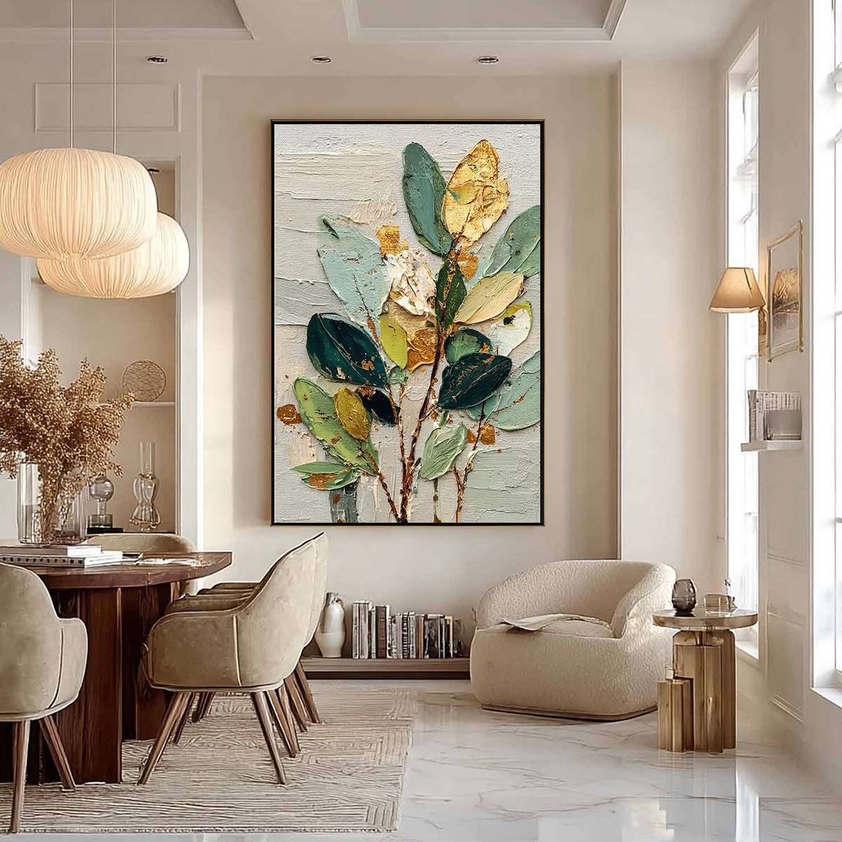 GILDED BOTANICA: Textured Palette Knife Floral Oil Painting - Image 4
