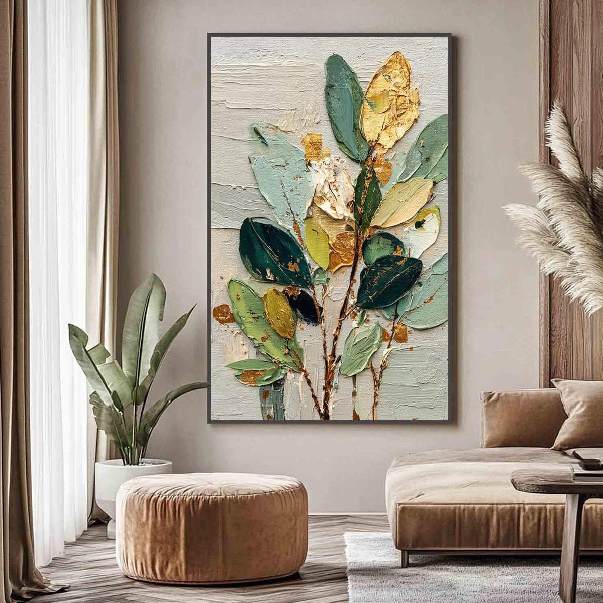 GILDED BOTANICA: Textured Palette Knife Floral Oil Painting - Image 2