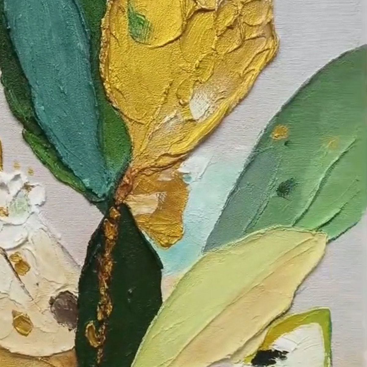 GILDED BOTANICA: Textured Palette Knife Floral Oil Painting - Image 5