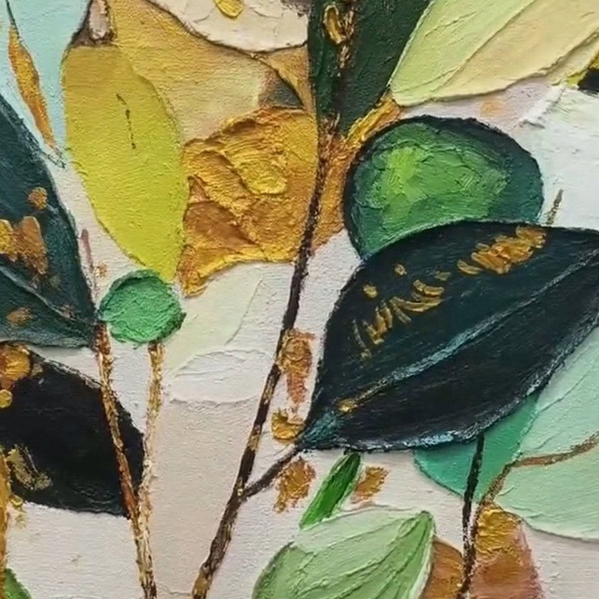 GILDED BOTANICA: Textured Palette Knife Floral Oil Painting - Image 3