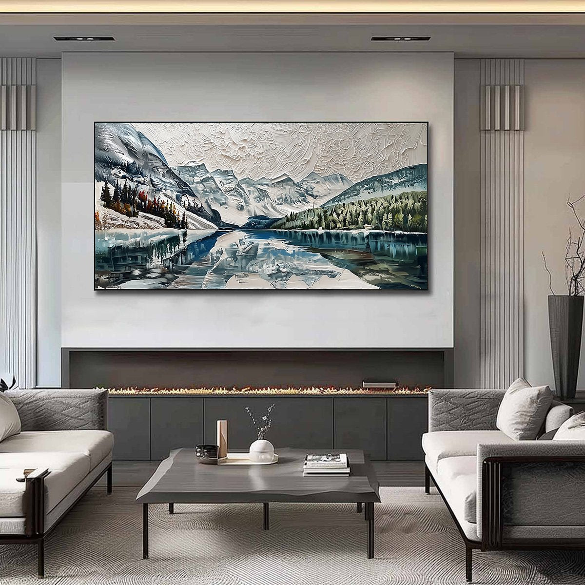 GLACIAL SERENITY: Heavily Textured Impasto Mountain Lake Painting - Image 2