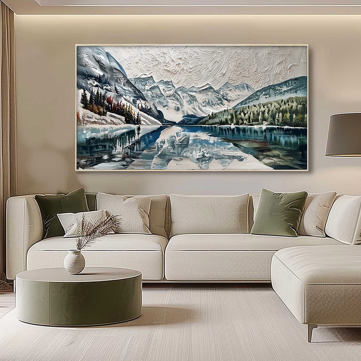 GLACIAL SERENITY: Heavily Textured Impasto Mountain Lake Painting - Image 4
