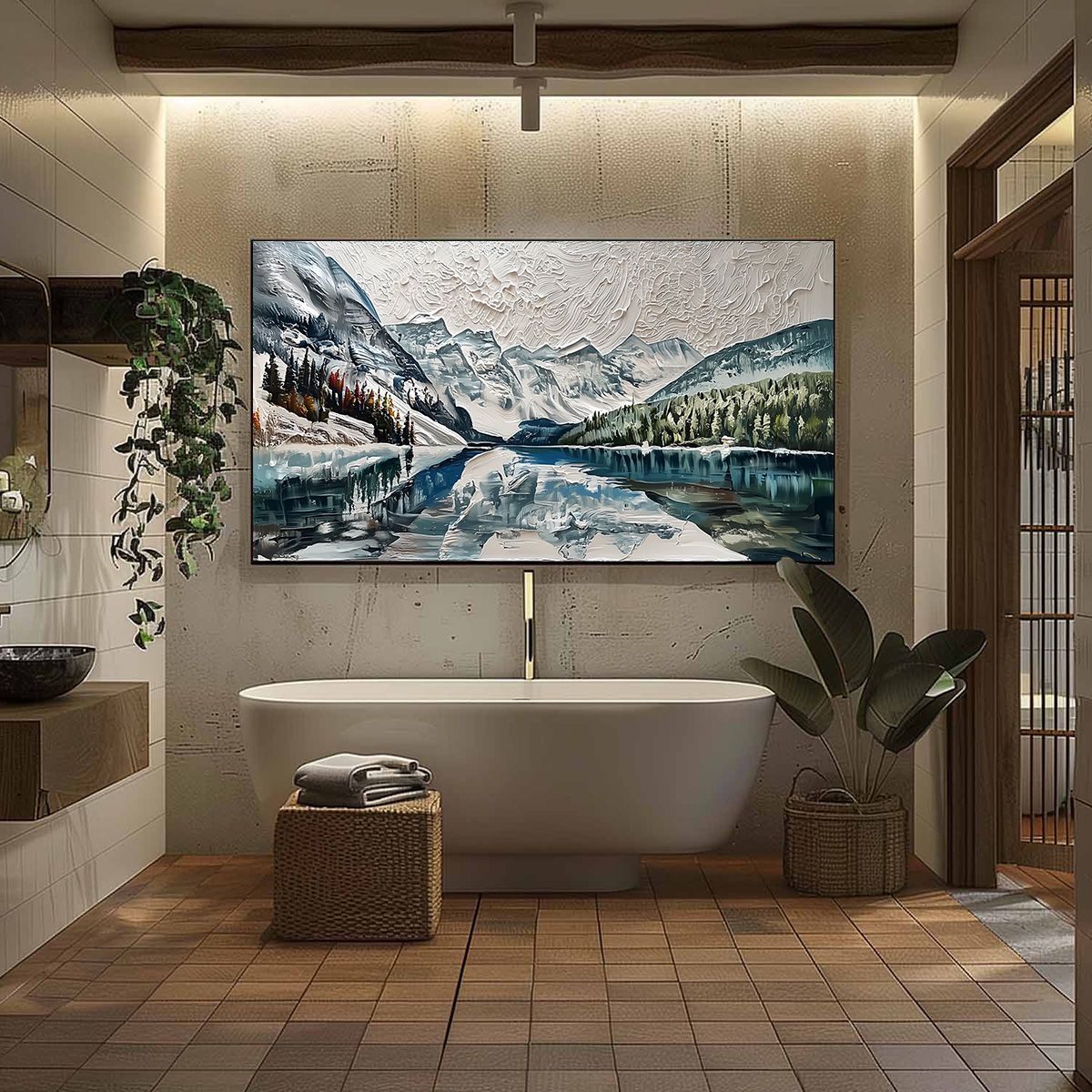 GLACIAL SERENITY: Heavily Textured Impasto Mountain Lake Painting - Image 6