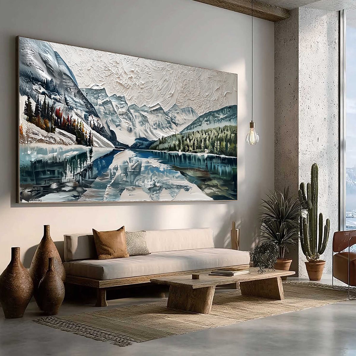 GLACIAL SERENITY: Heavily Textured Impasto Mountain Lake Painting - Image 8