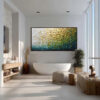 GOLDEN CANOPY: Heavily Textured Gold & Green Abstract Impasto Painting